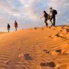 Hiking across the sand dunes of northern Mendoza desert