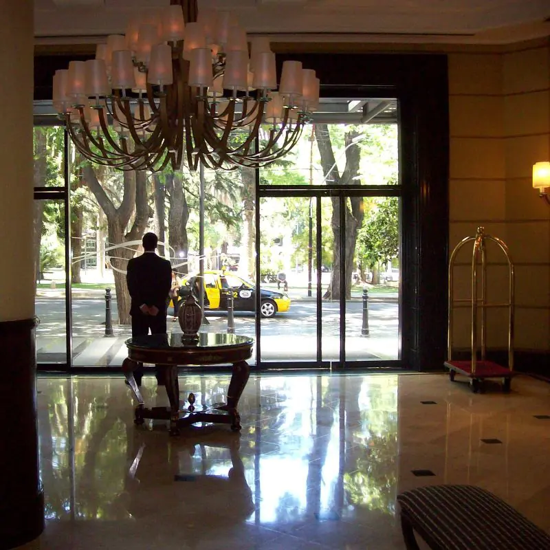 Luxury hotel lobby in Mendoza city for wine travelers