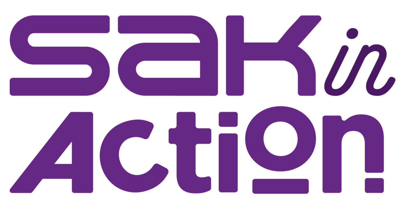 sak en acción logotipo violeta