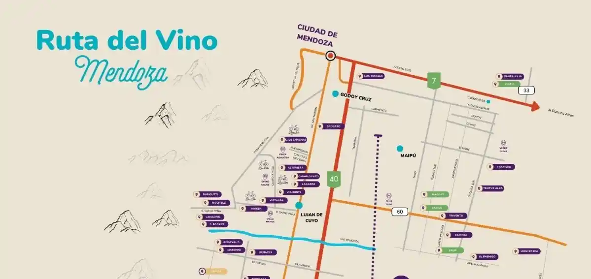 Mapa bodegas Mendoza