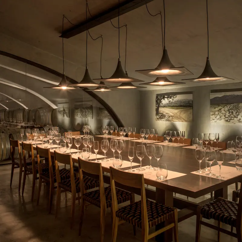Private tasting room inside Zuccardi's gravity-flow winery.