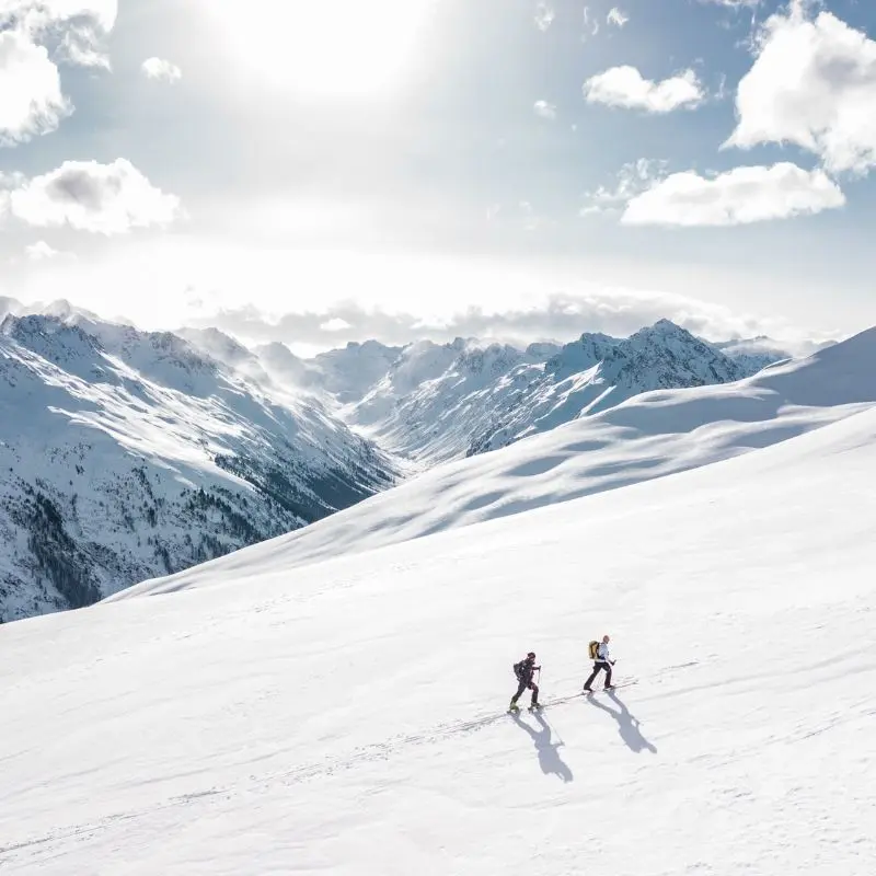 Backcountry skiing with panoramic Andean views