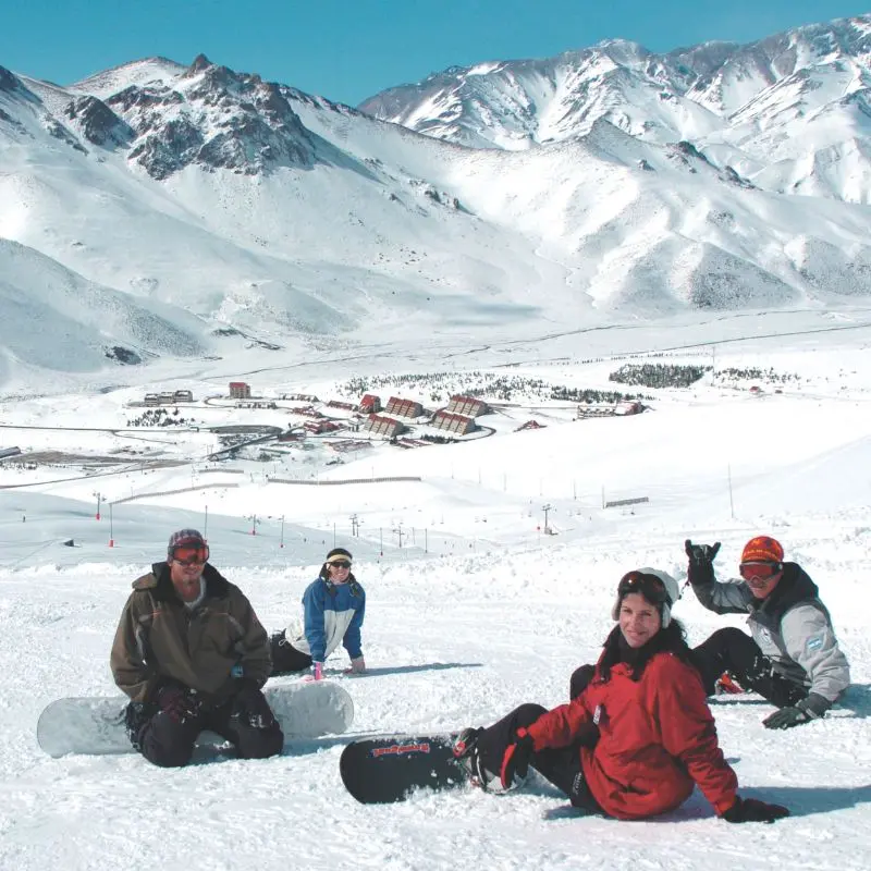 Snowboarding fun at Penitentes ski resort in Mendoza