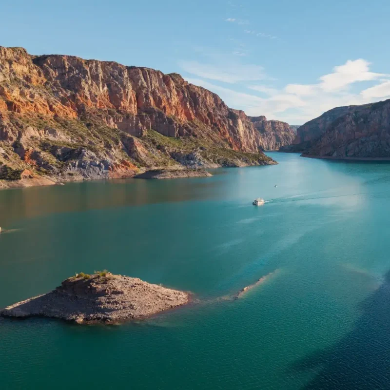 Boat ride in Valle Grande reservoir Atuel Canyon Mendoza