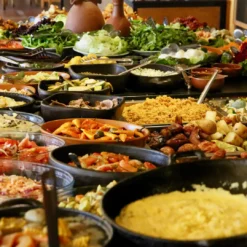 Buffet lunch with regional dishes at Termas de Cacheuta spa experience