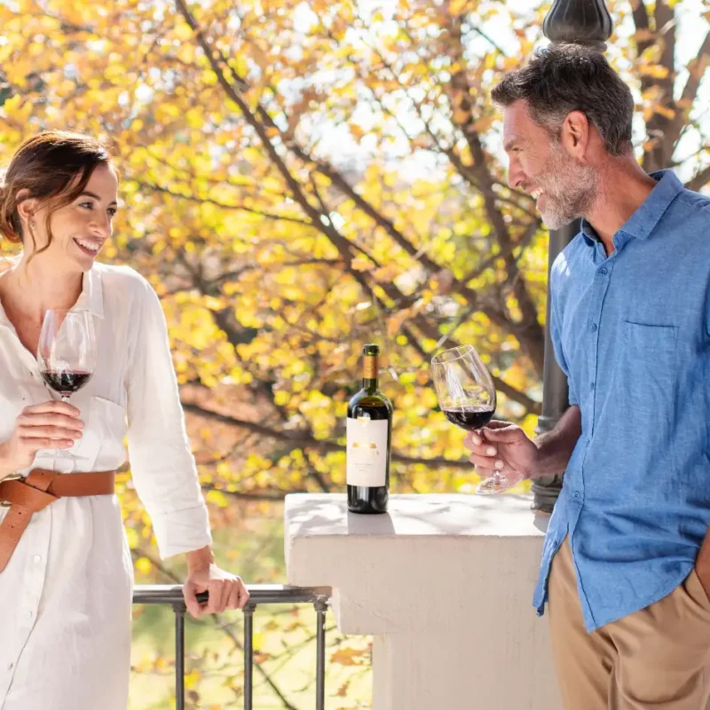 Wine tasting experience in Mendoza with couple enjoying Malbec in Uco Valley