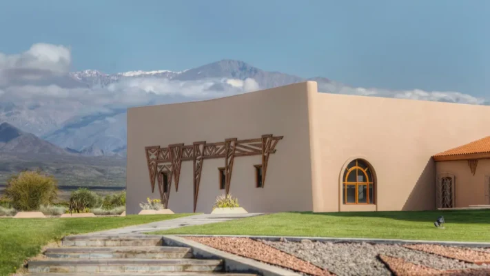 Flechas de los Andes winery in Uco Valley Mendoza Argentina vineyards and Andes mountains